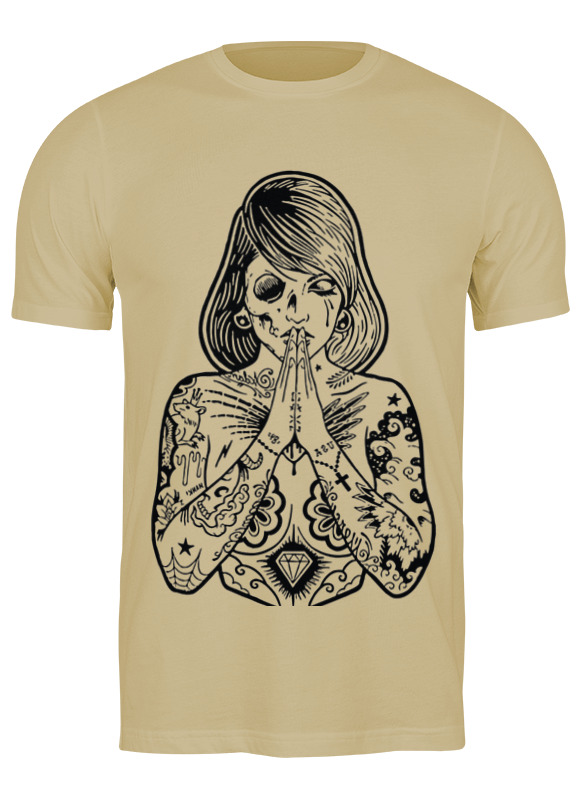 

Футболка мужская Printio Tattoo girl бежевая 3XL, Бежевый, Tattoo girl