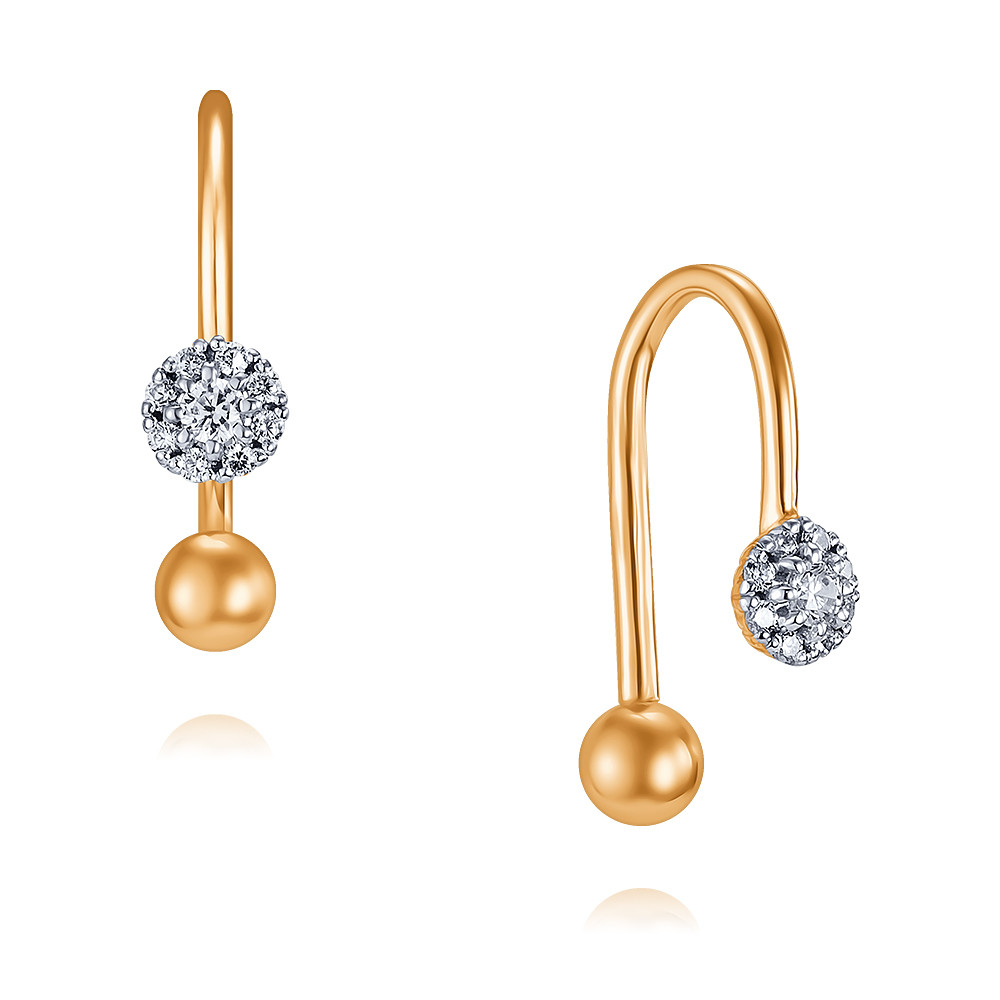 

Серьги продевки из красного золота с фианитом ADAMAS 23040252/01-А50Д-72, 23040252/01-А50Д-72