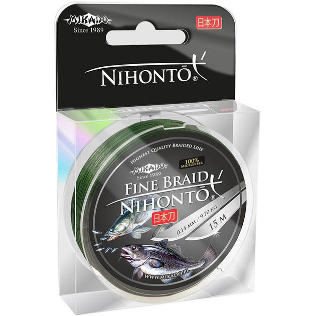 

Леска плетеная Mikado Nihonto Fine Braid 0,2 мм, 15 м, 14,4 кг, green, Зеленый, Nihonto Fine Braid