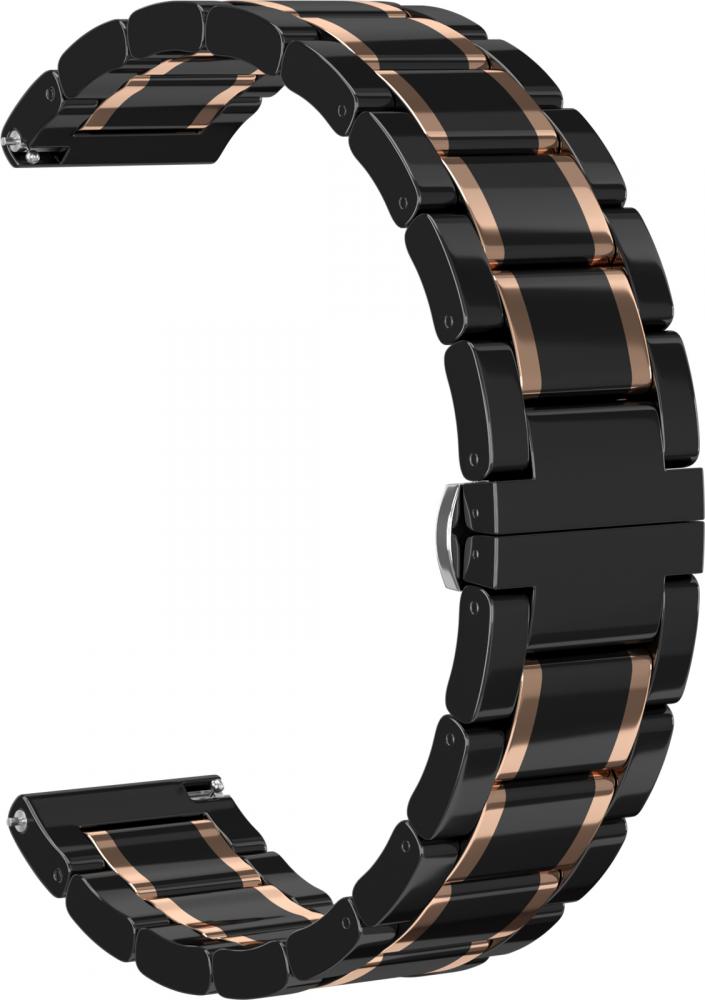 

Ремешок GSMIN Clew 22 для Xiaomi Huami Amazfit/Amazfit 2 (Черный - розовое золото)