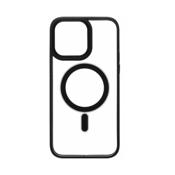 

Накладка силикон MagSafe для iPhone 15 Pro прозрачный с черной окантовкой