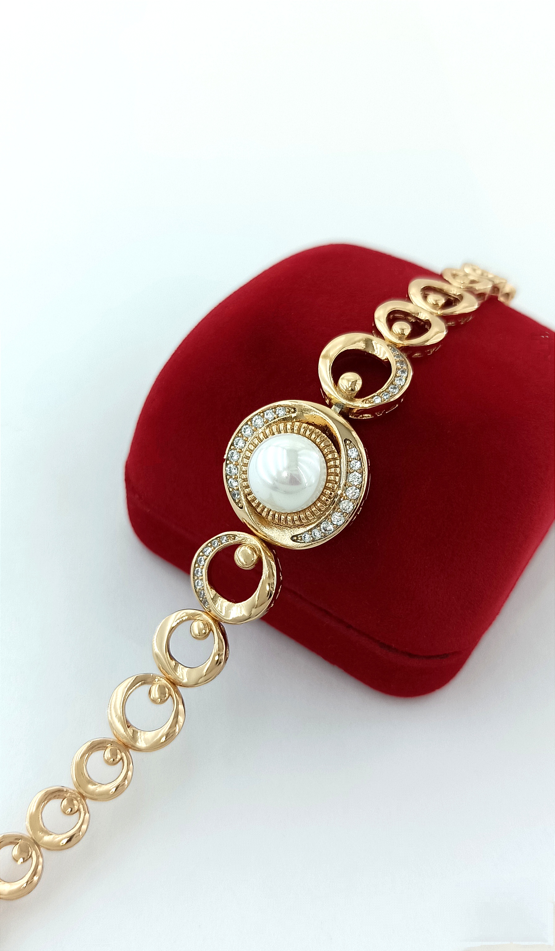 

Браслет из бижутерного сплава р.19 Xuping Jewelry 25, искусственный жемчуг/фианит, 25