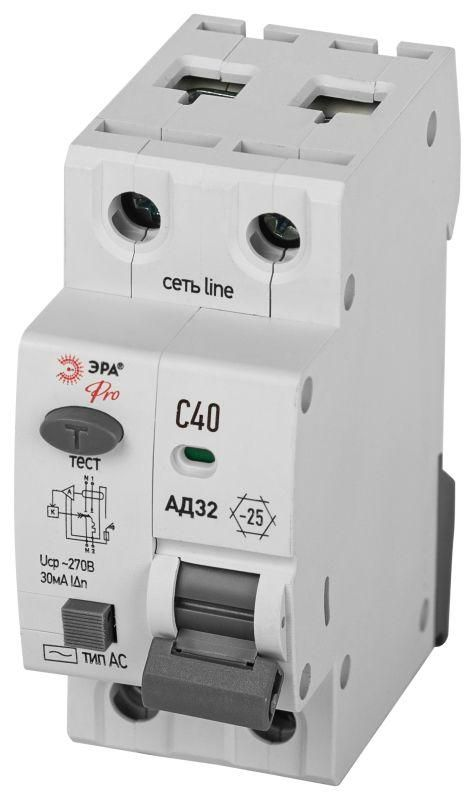 Выключатель автоматический дифференциального тока 1P+N C40 30мА тип АC защита 230В АВДТ 4.