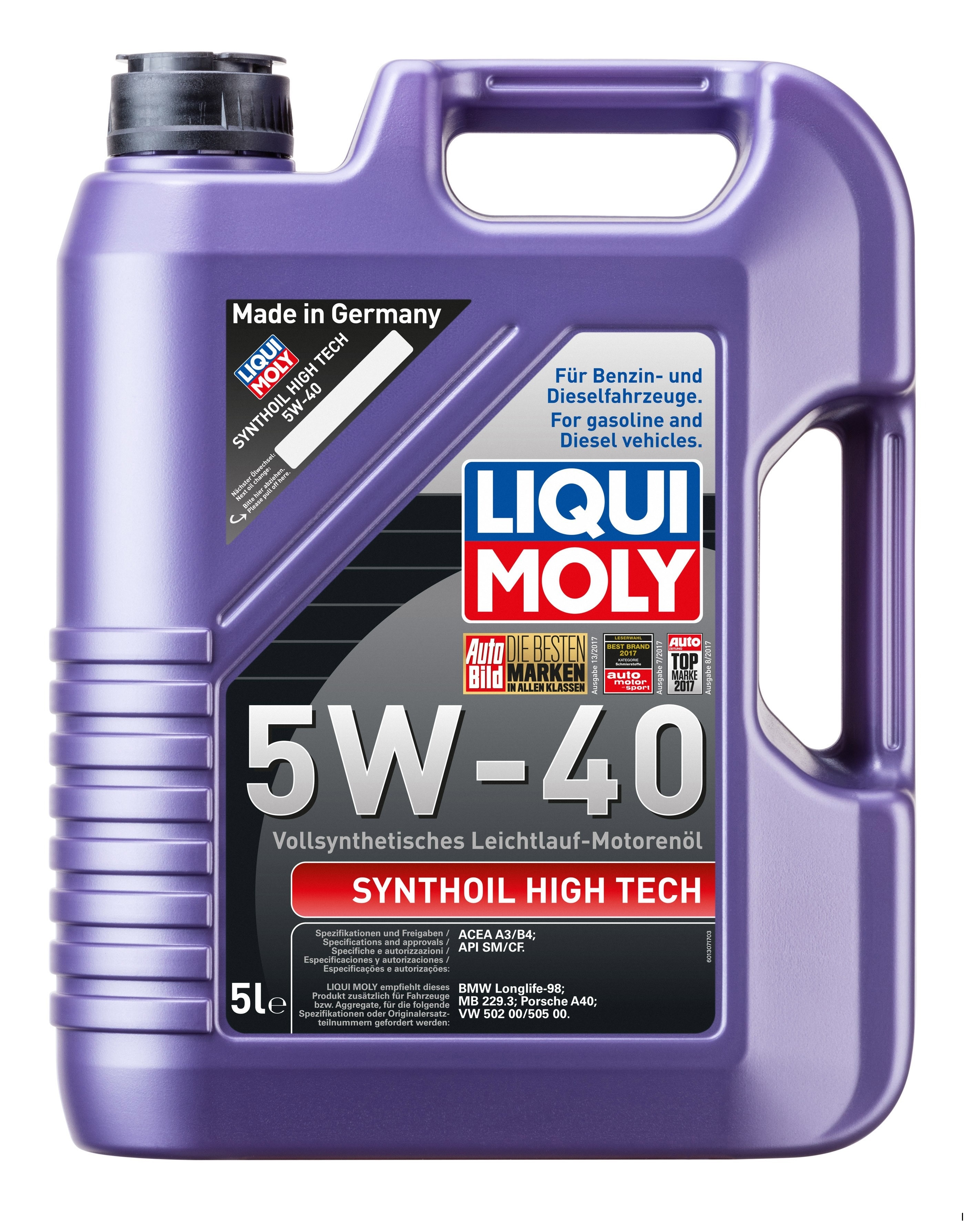 

Моторное масло LIQUI MOLY Synthoil High Tech 5W40 5л