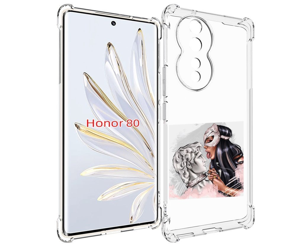 

Чехол MyPads девушка-флирт женский для Honor 80, Прозрачный, Tocco