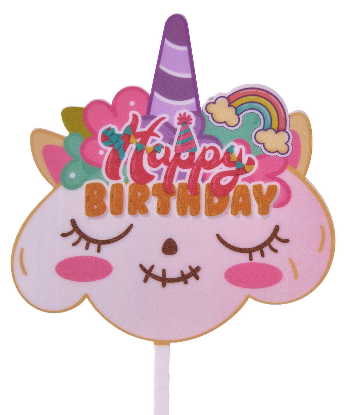 

Топпер для торта Happy Birthday облачко единорог