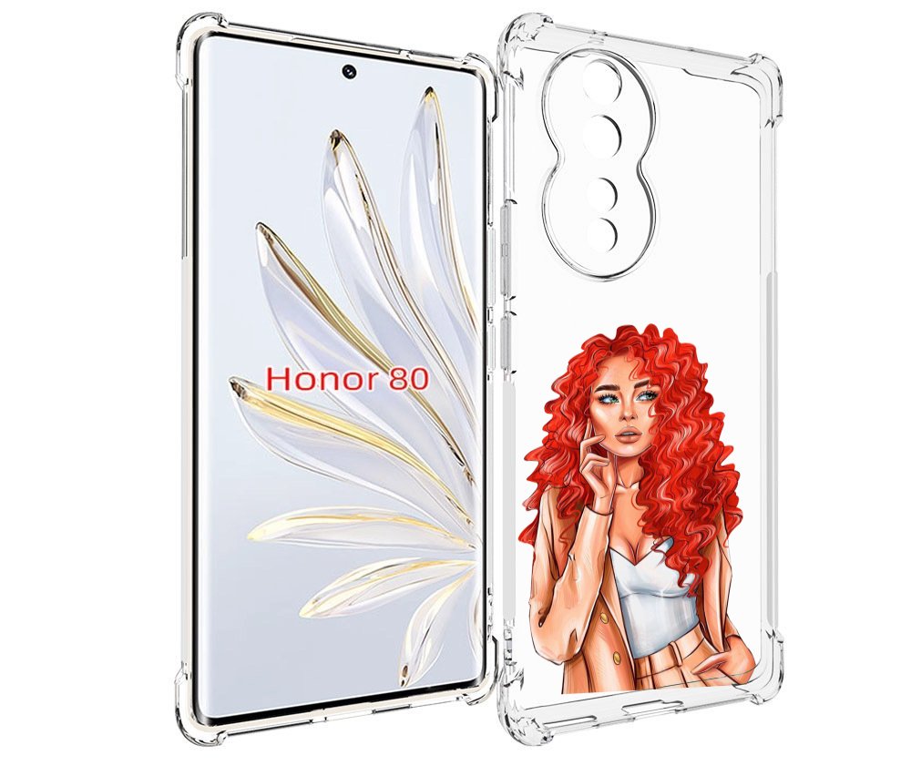 

Чехол MyPads девушка-с-яркими-волосами женский для Honor 80, Прозрачный, Tocco