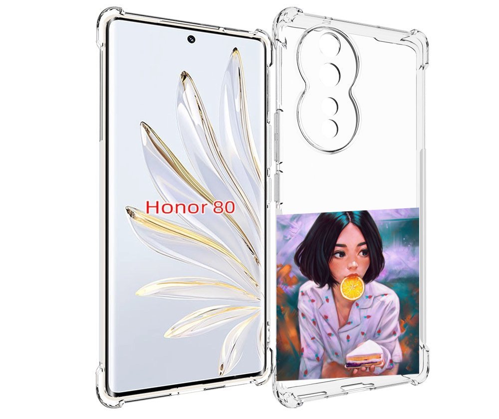 

Чехол MyPads девушка-с-чизкейком женский для Honor 80, Прозрачный, Tocco