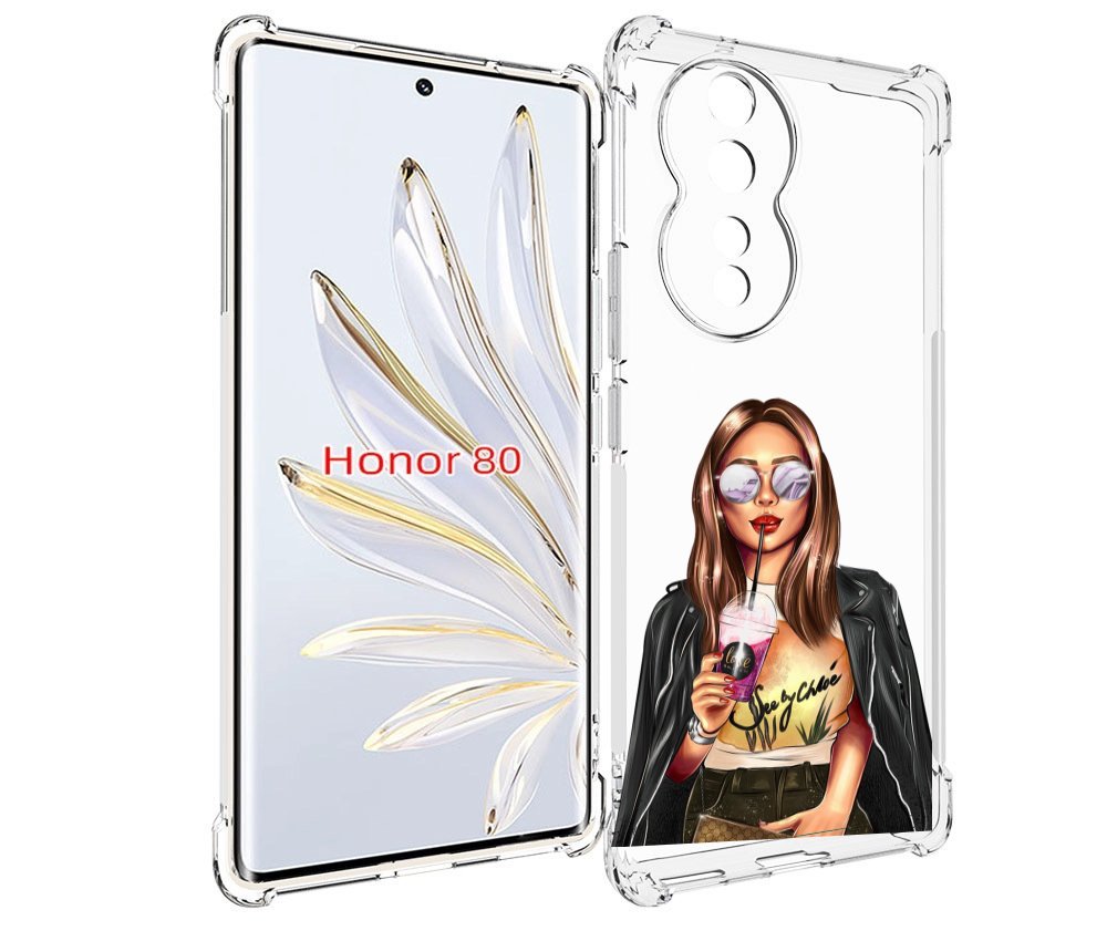 

Чехол MyPads девушка-с-фиолетовым-коктейлем женский для Honor 80, Прозрачный, Tocco