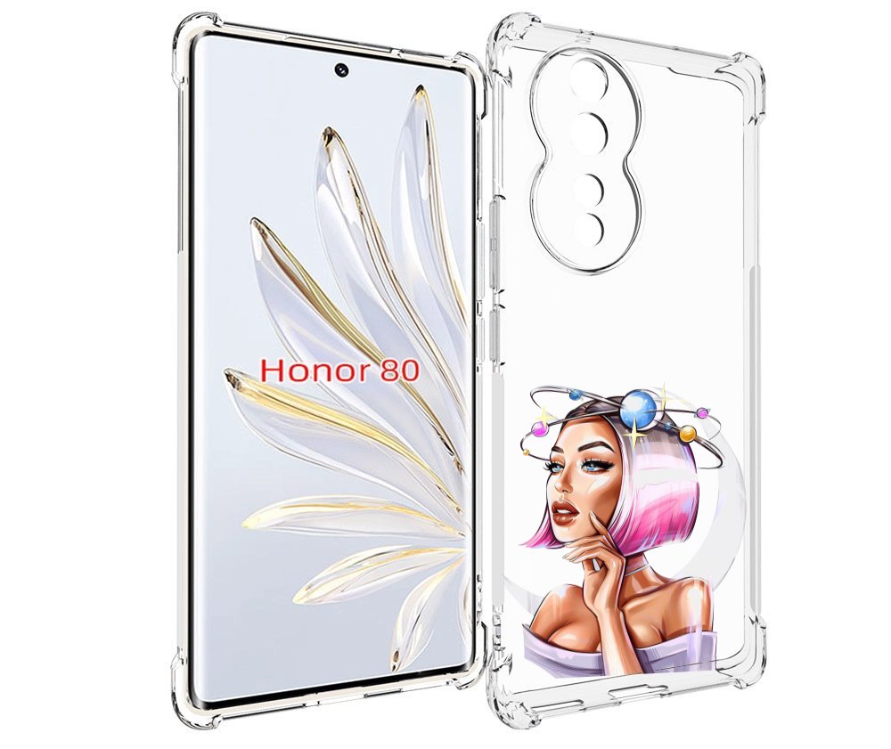 

Чехол MyPads девушка-с-планетами-на-голове женский для Honor 80, Прозрачный, Tocco