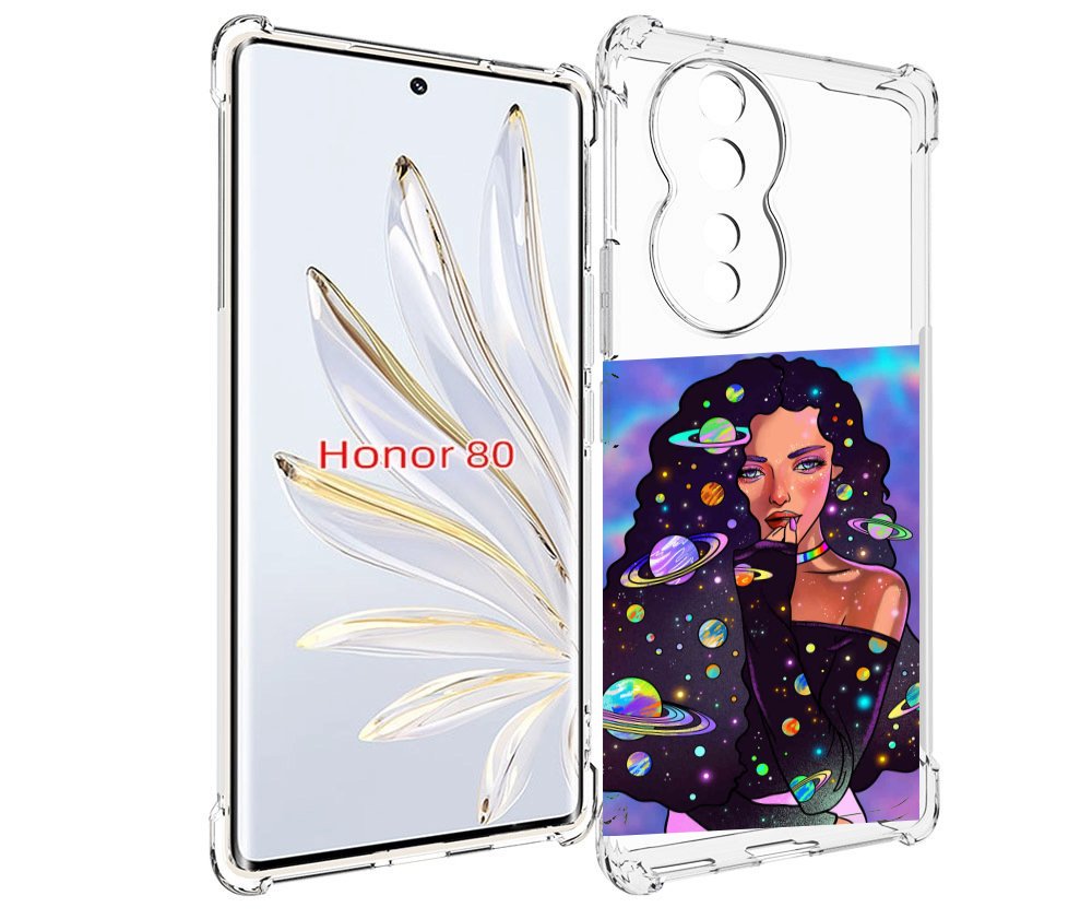 

Чехол MyPads девушка-с-планетами-в-волосах женский для Honor 80, Прозрачный, Tocco