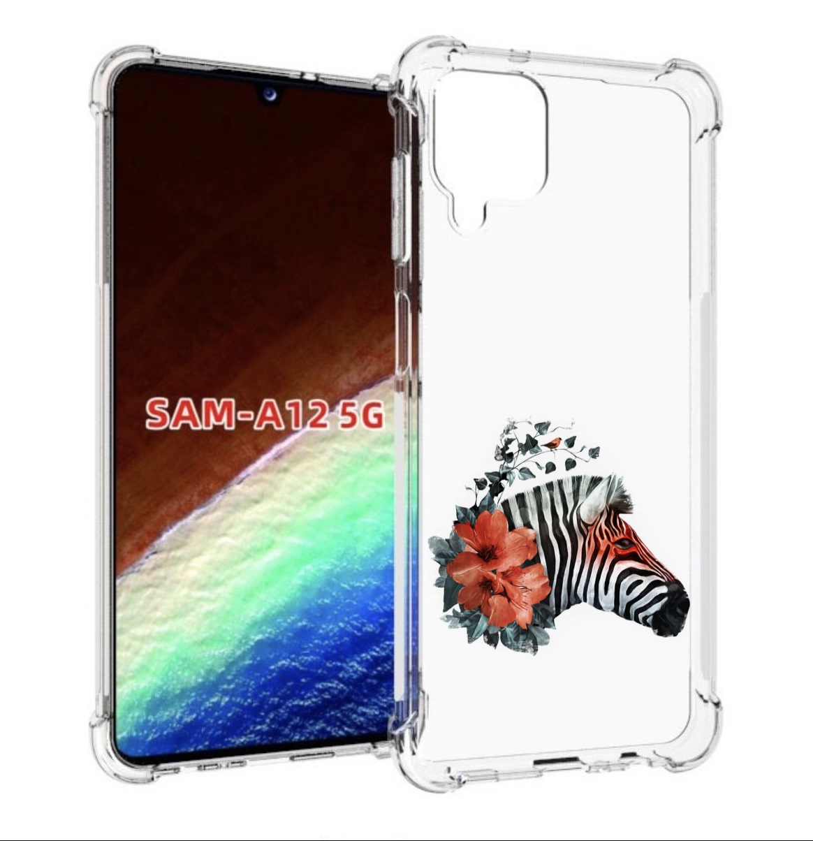 

Чехол MyPads Зебра с цветами для Samsung Galaxy A12 (SM-A125F) 2020/21/A12 Nacho SM-A127F, Прозрачный, Tocco