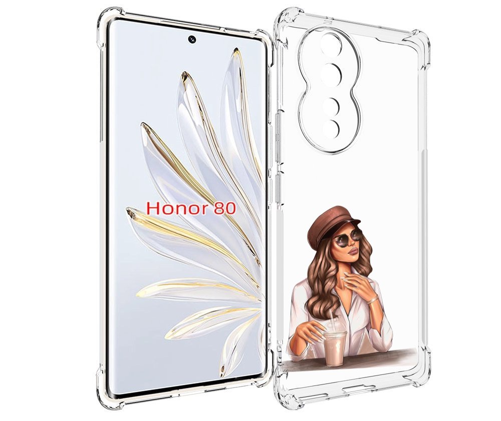

Чехол MyPads девушка-с-милкшейком женский для Honor 80, Прозрачный, Tocco