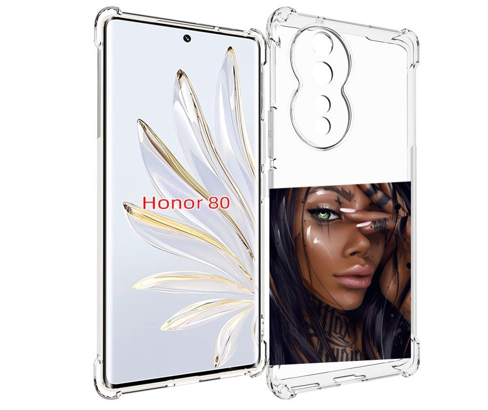 

Чехол MyPads девушка-с-зелеными-глазами-яркими для Honor 80, Прозрачный, Tocco
