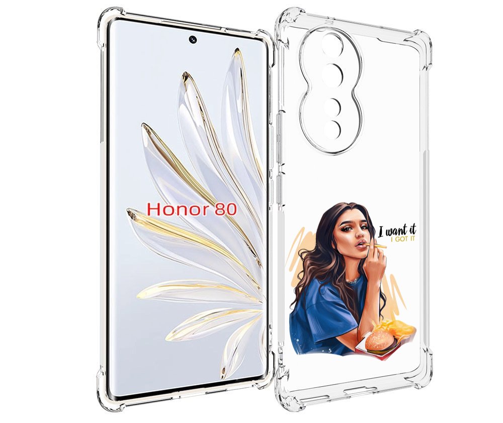 

Чехол MyPads девушка-с-едой-и-сигаретой женский для Honor 80, Прозрачный, Tocco