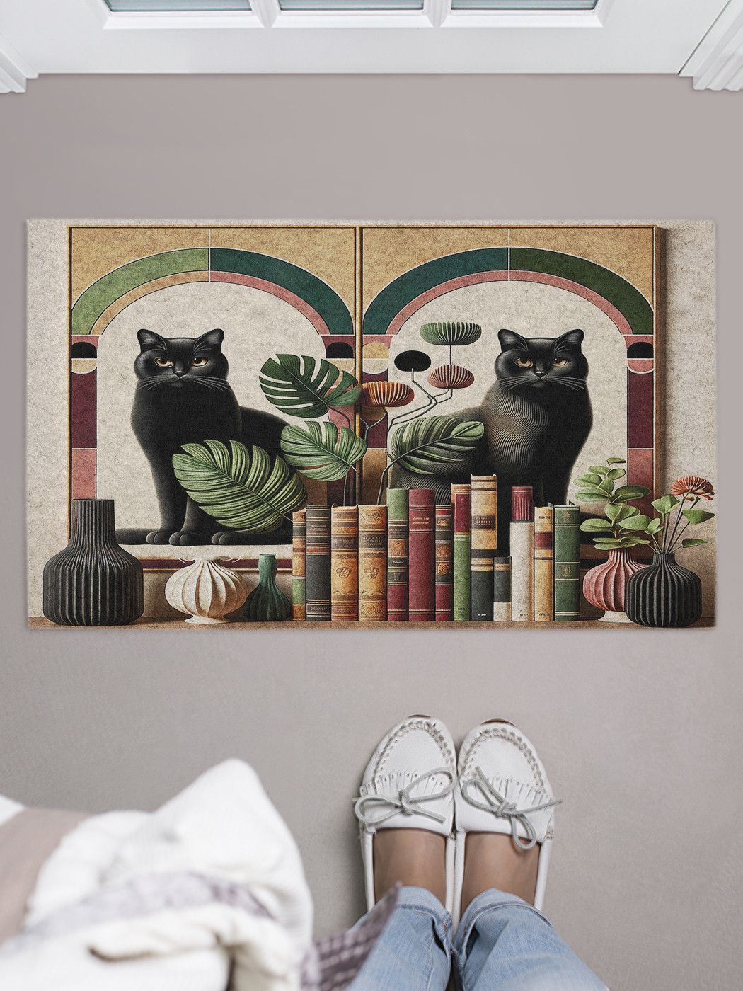 

Коврик придверный JoyArty Коты на книжной полке, door_429893