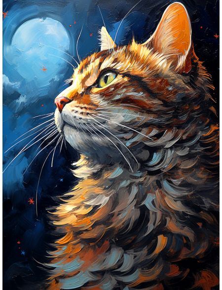 

Алмазная мозаика на подрамнике Кот в ночи, 40x30 см, 50 цветов, 80525, ПРА-609