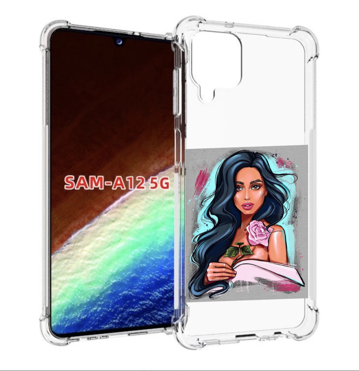 

Чехол MyPads Девушка-с-розовой-розочкой женский для Samsung Galaxy A12 (SM-A125F) 2020, Прозрачный, Tocco
