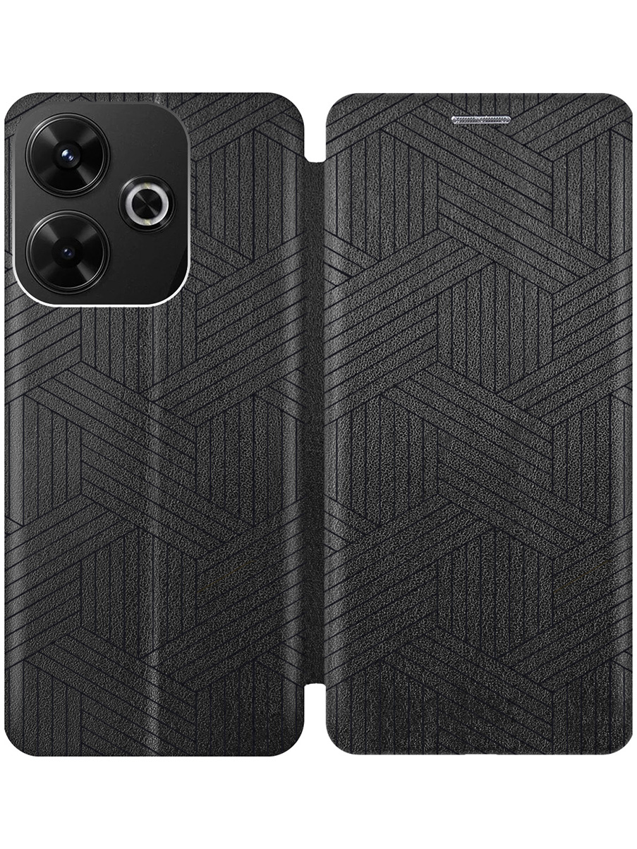 

Чехол-книжка на Xiaomi Redmi 13 / Redmi Note 13R, Poco M6 4g с принтом черный 807447, 783988632