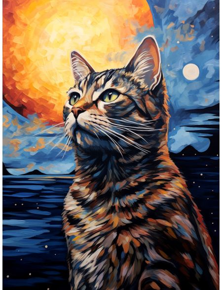 

Алмазная мозаика без подрамника Кот в ночи, 70x50 см, 50 цветов, 80512, РА-608