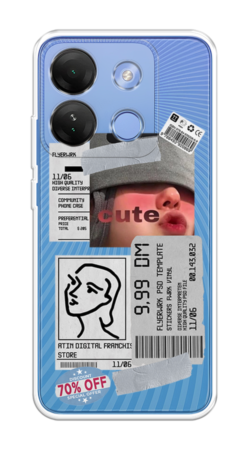 

Чехол на Infinix Smart 7 HD "Cute girl collage", Розовый;серый;голубой, 3103850-6