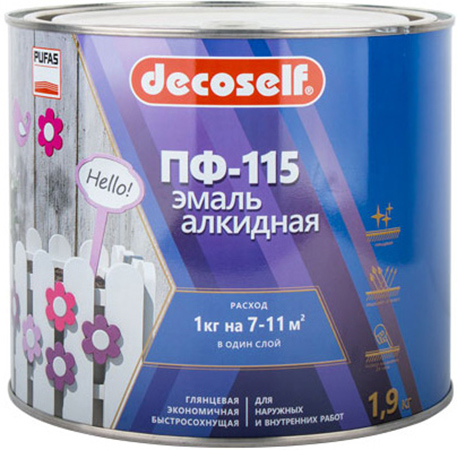 DECOSELF эмаль ПФ-115 белая (1,9кг) матовая