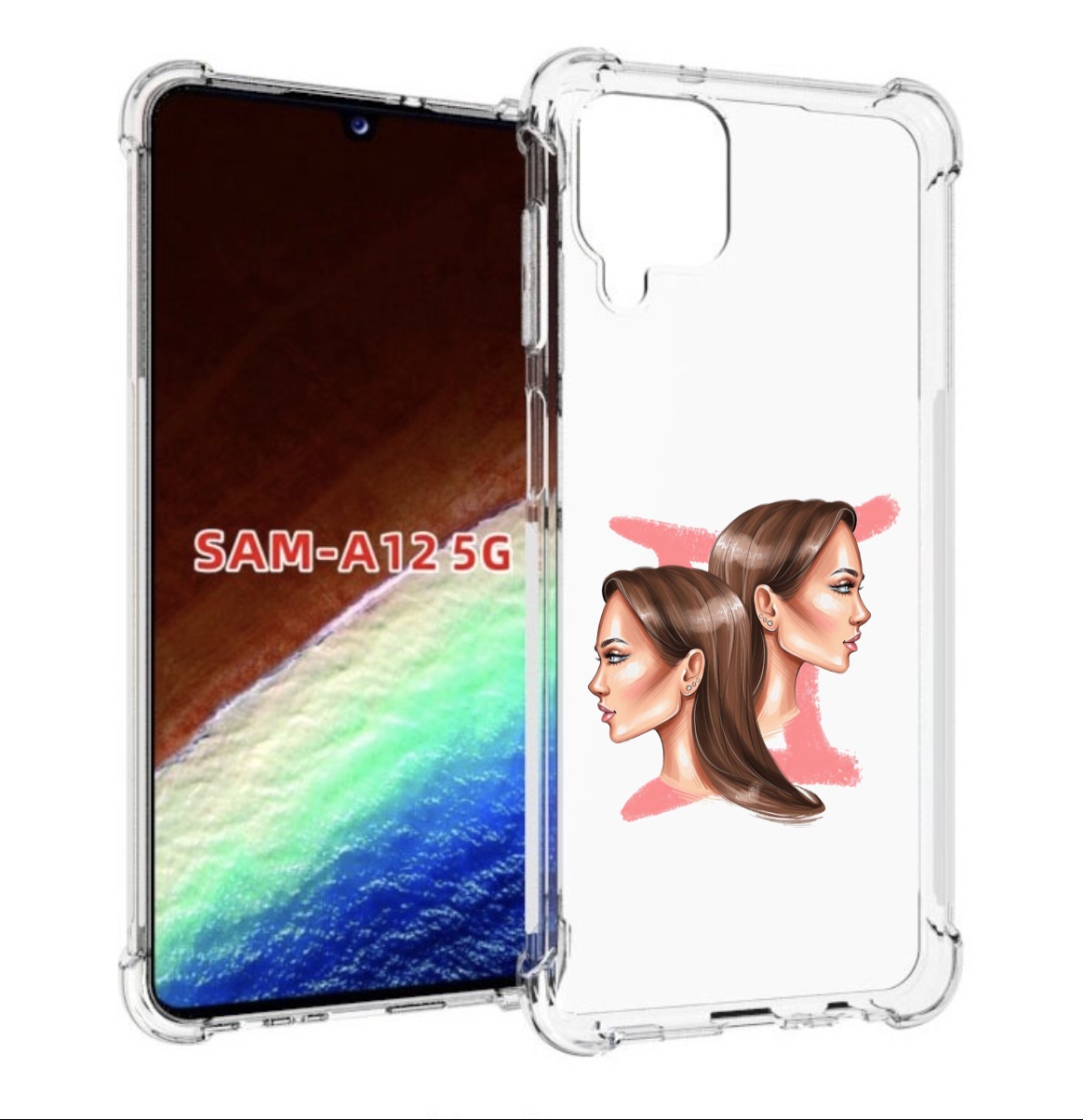 

Чехол MyPads Девушка-Близнецы женский для Samsung Galaxy A12 (SM-A125F) 2020/21, Прозрачный, Tocco