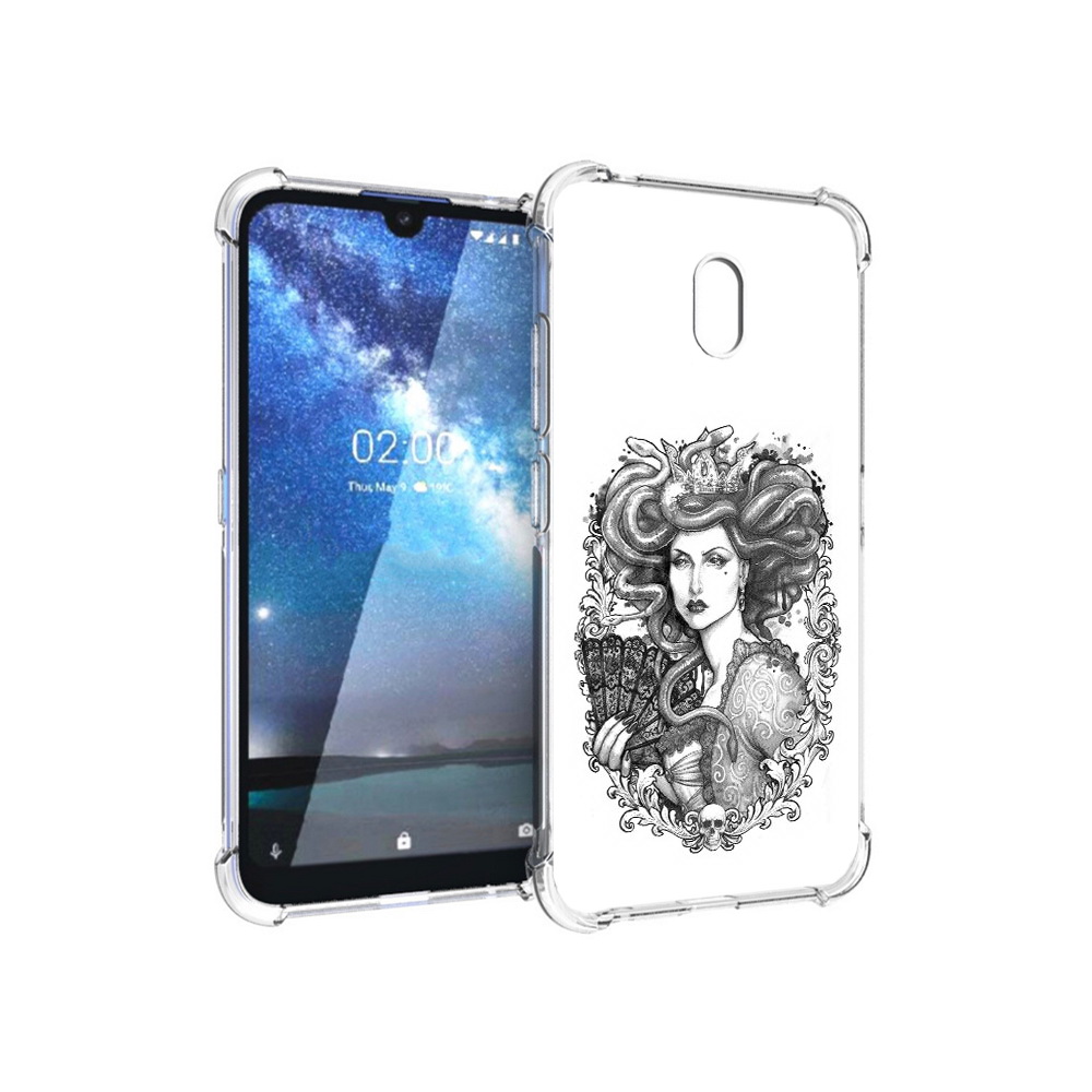 

Чехол MyPads Tocco для Nokia 2.2 медуза черно белый (PT134721.103.472), Прозрачный, Tocco