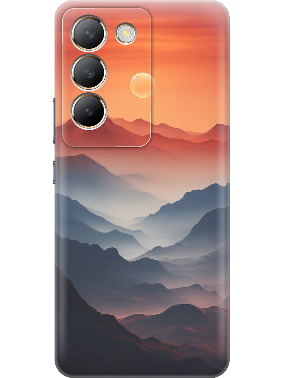 

Силиконовый чехол на Vivo V30 Lite 4g с принтом "Луна над горами", Прозрачный;оранжевый;черный, 783985641