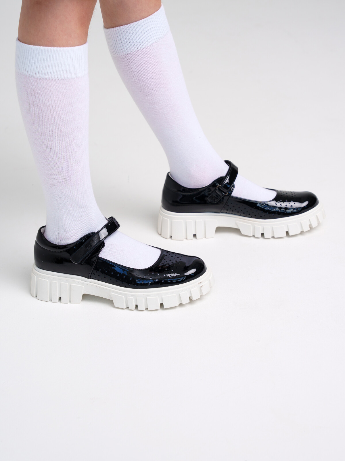 Туфли для девочек PlayToday, черный,белый, 34