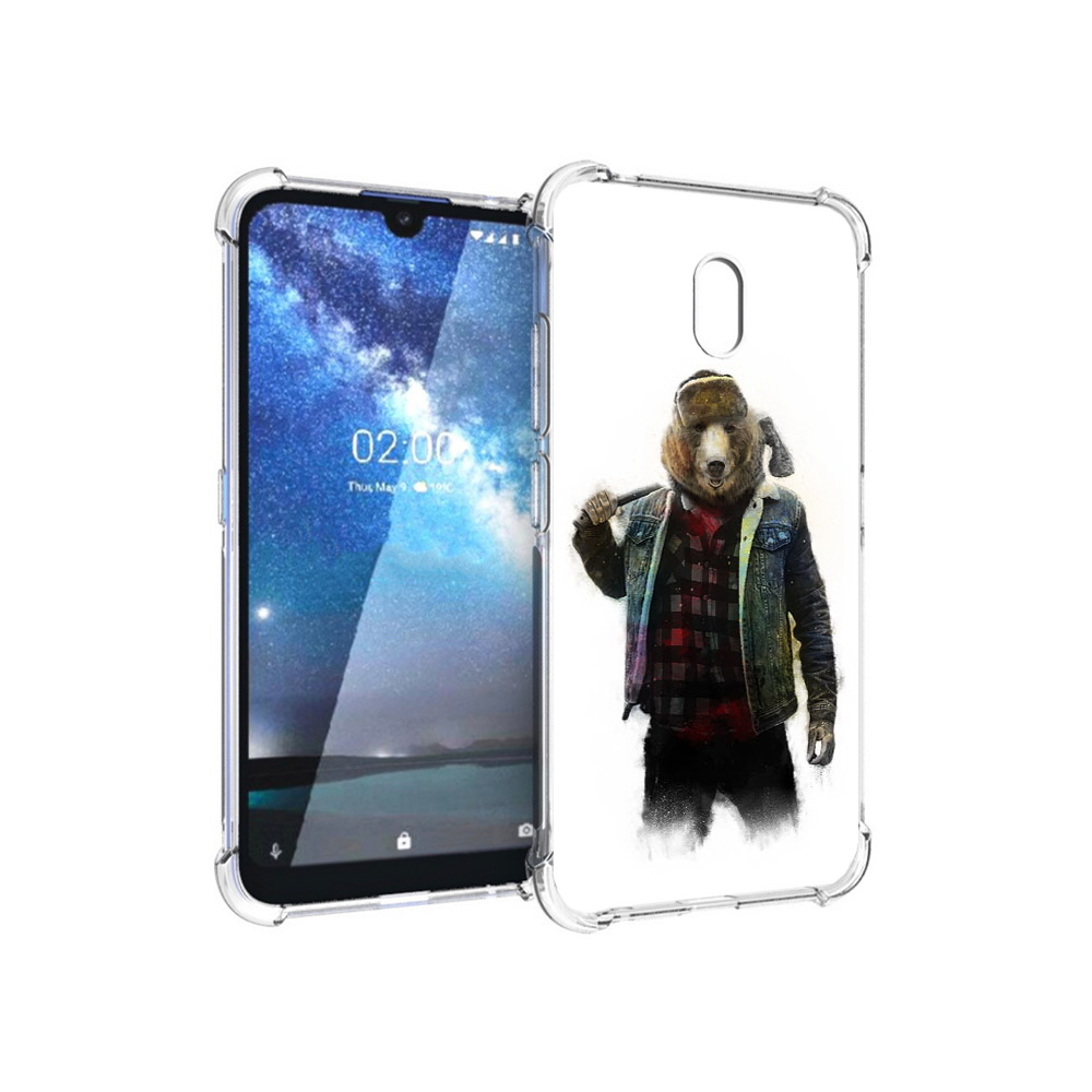 

Чехол MyPads Tocco для Nokia 2.2 медведь с топором (PT134721.103.469), Прозрачный, Tocco
