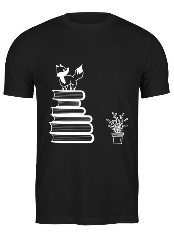 

Футболка мужская Printio Лисичка с книгами by komlove черная M, Черный, Лисичка с книгами by komlove