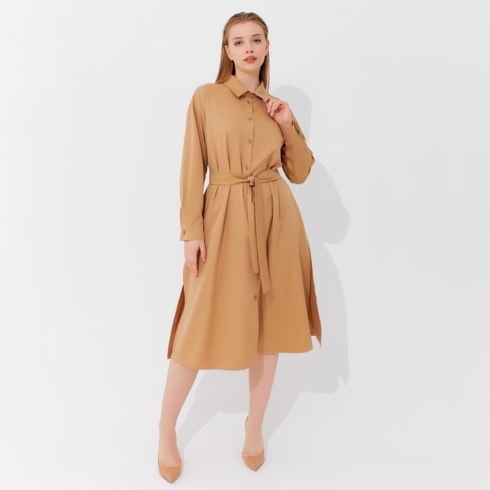 

Платье женское MINAKU Casual collection бежевое 48 RU, Бежевый, Casual collection