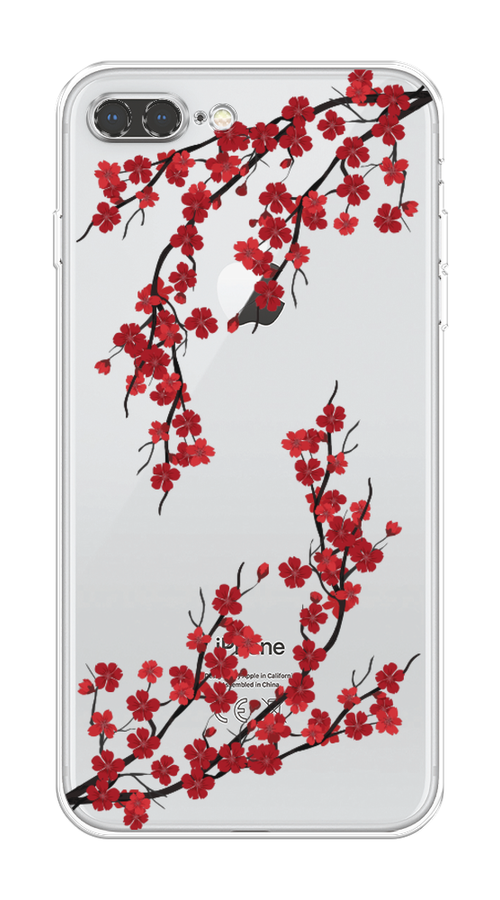 

Чехол на Apple iPhone 8 Plus "Красная сакура", Красный;черный, 10950-2