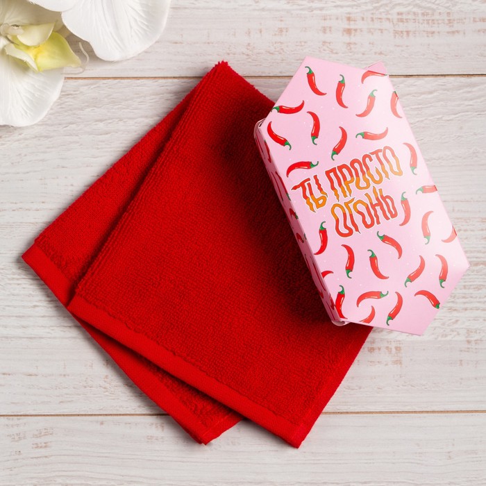 

Полотенце махровое Этель "Ты просто огонь" 30х30 см, 100 хлопок, 340гр/м2, Сувенирные полотенца для женщин