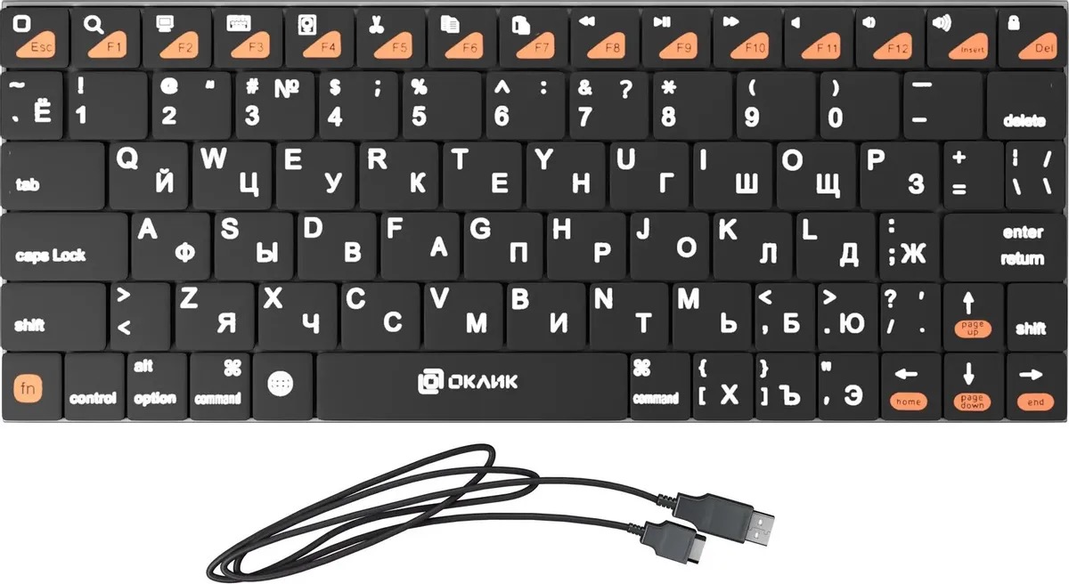 Клавиатура Oklick 840S,  USB, беспроводная, черный 754787