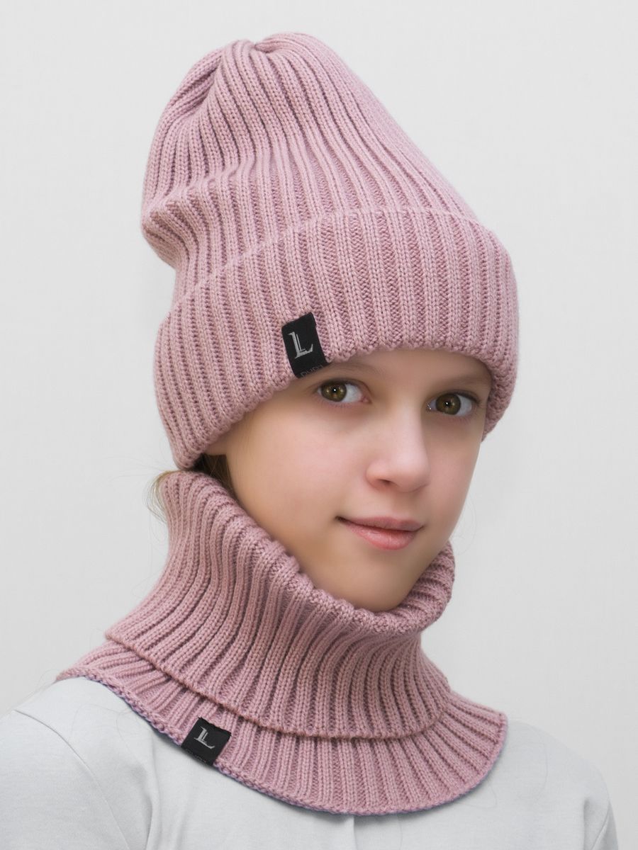 фото Комплект шапка+снуд lanacaps ники р.54 розовый