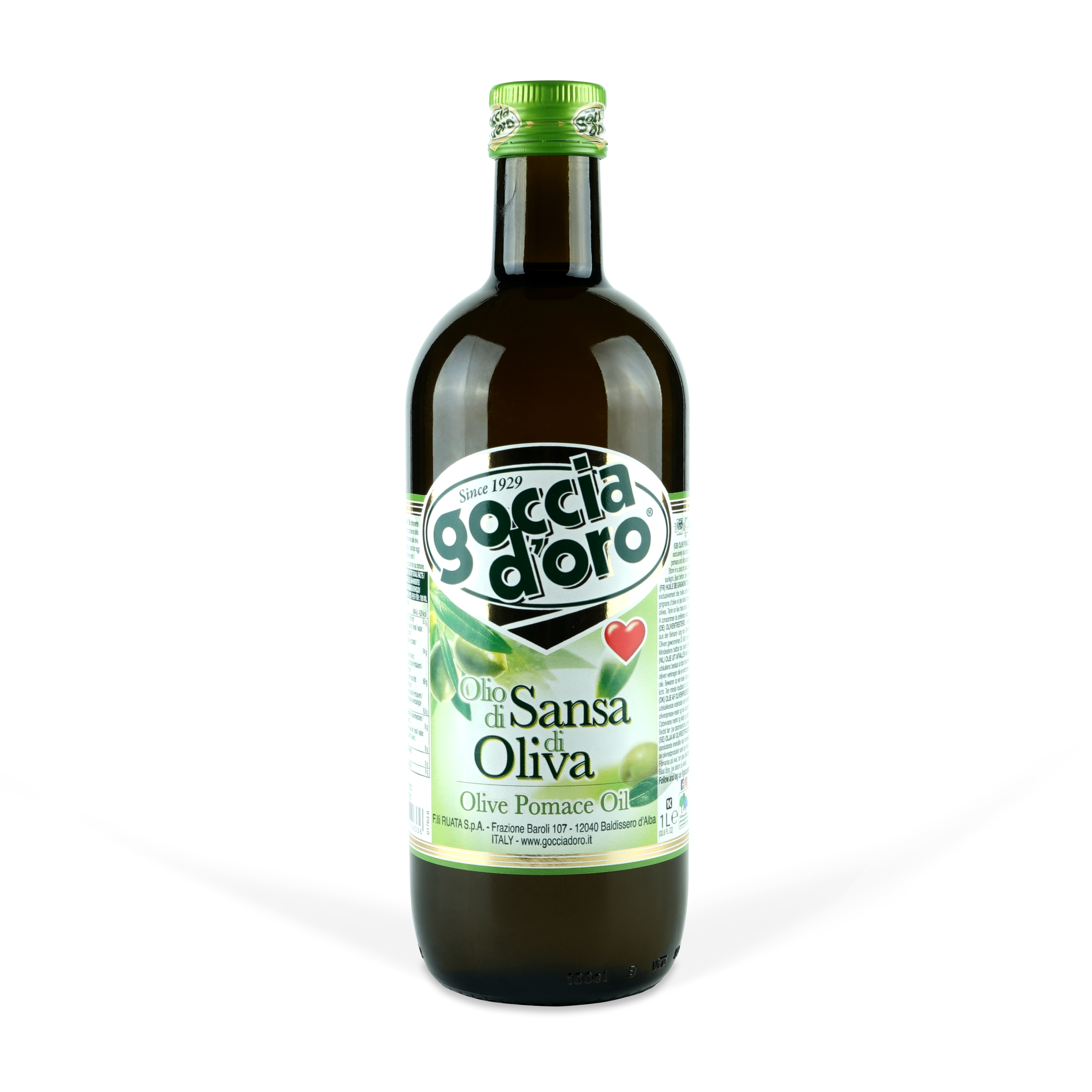 

Оливковое масло Goccia d'Oro рафинированное для жарки, 1 л, POMACE 1L