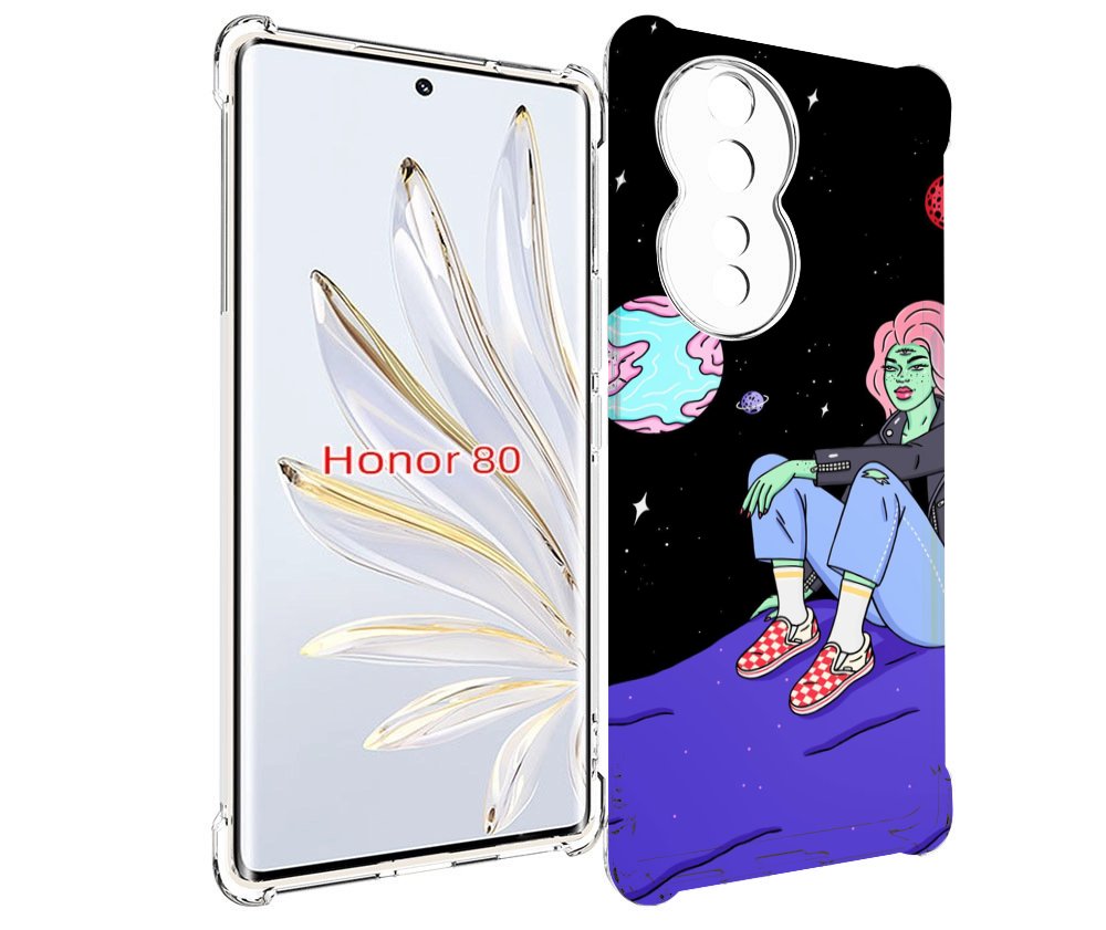 

Чехол MyPads девушка-на-луне-мультик для Honor 80, Прозрачный, Tocco