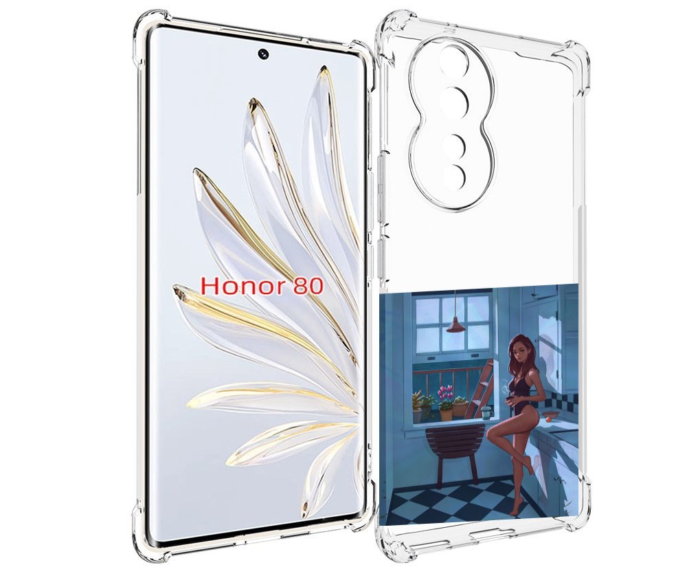 

Чехол MyPads девушка-на-кухне для Honor 80, Прозрачный, Tocco