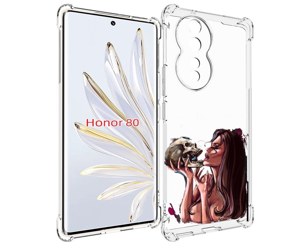 

Чехол MyPads девушка-модель-с-черепом для Honor 80, Прозрачный, Tocco