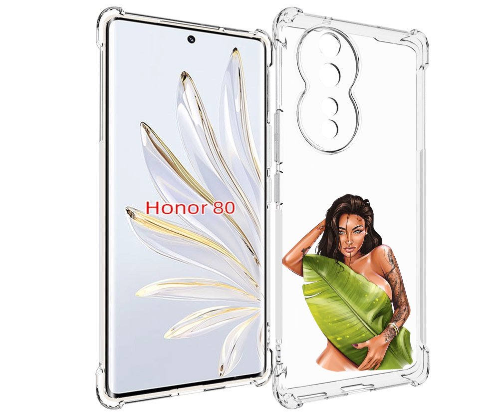 

Чехол MyPads девушка-модель-с-большим-листом женский для Honor 80, Прозрачный, Tocco