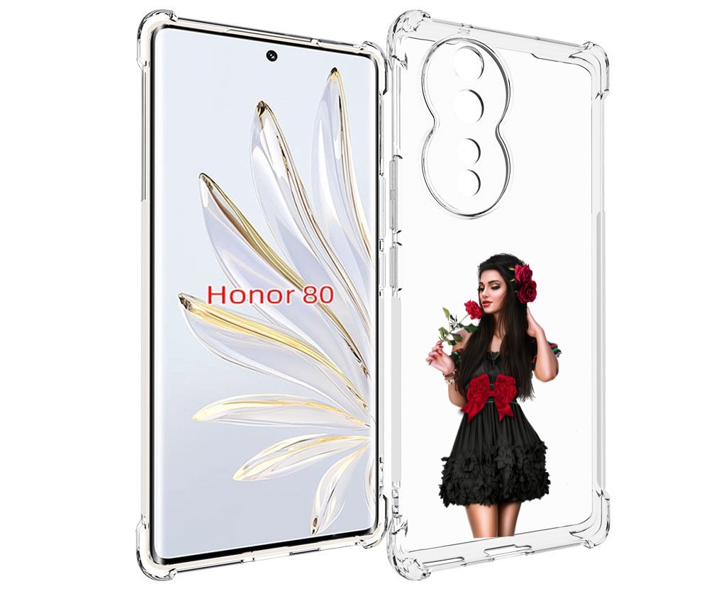

Чехол MyPads девушка-в-черном-платье-с-розой женский для Honor 80, Прозрачный, Tocco