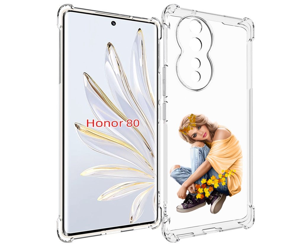 

Чехол MyPads девушка-в-цветочками женский для Honor 80, Прозрачный, Tocco