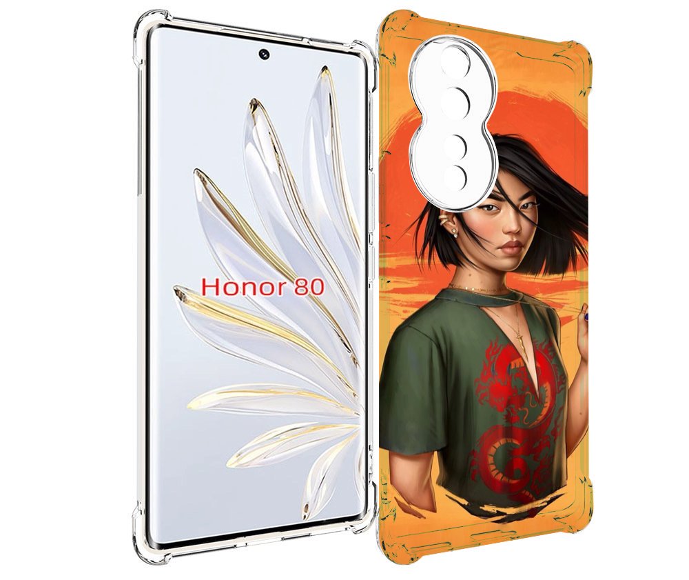 

Чехол MyPads девушка-в-оранжевом-фоне женский для Honor 80, Прозрачный, Tocco