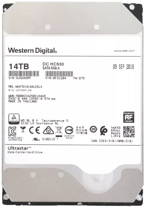 Жесткий диск 14 Тб Western Digital Ultrastar DC HC530 (0F31284) (WUH721414ALE6L4) 3.5", SA