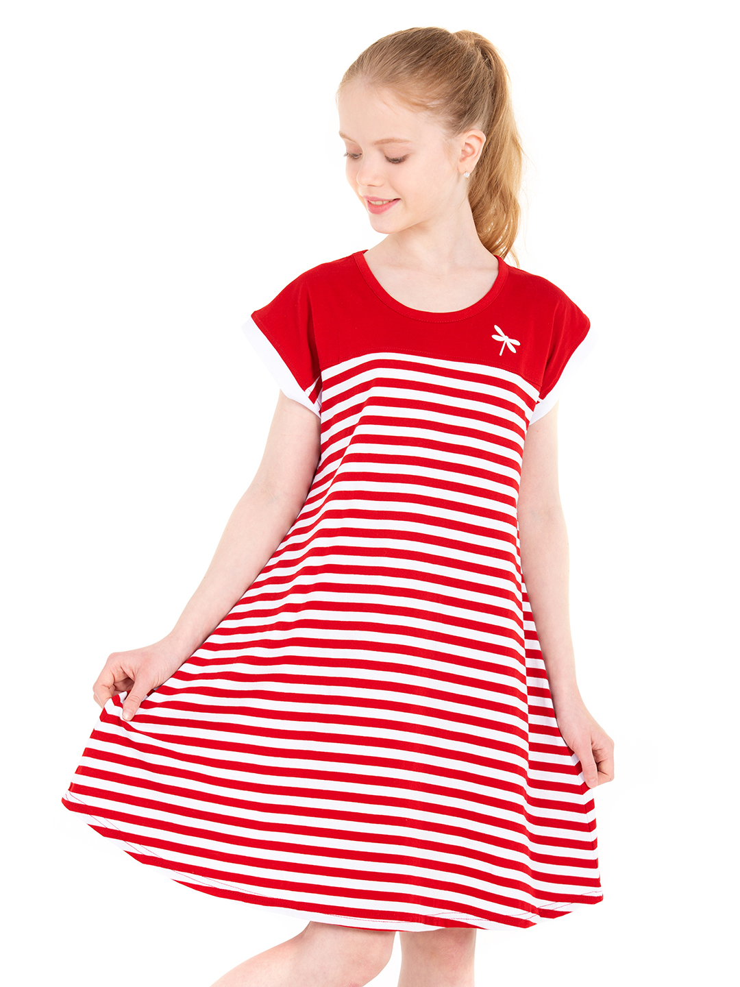 Платье детское N.O.A. 11524, красный белый, 140