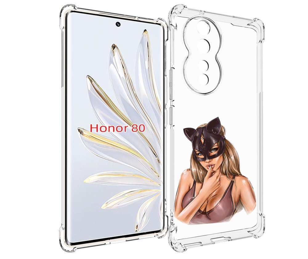 

Чехол MyPads девушка-в-купальнике-с-маской-кошки женский для Honor 80, Прозрачный, Tocco