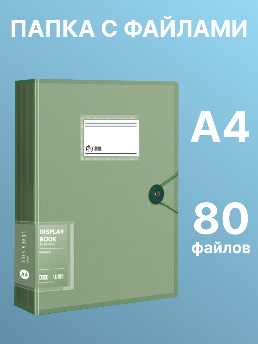 

Папка DissoMarket с файлами А4 80л зеленая С0080-856