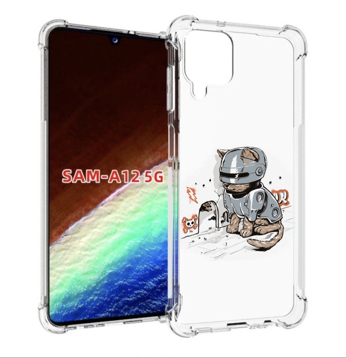 Чехол MyPads Грозный кот для Samsung Galaxy A12 (SM-A125F) 2020/21/A12 Nacho SM-A127F